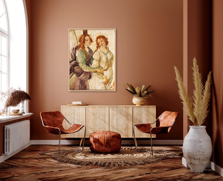 Alfresco van Sandro Botticelli aan de wand