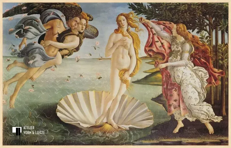 De geboorte van Venus - Sandro Botticelli - voorbeeld in baklijst Atelier naturel 10mm