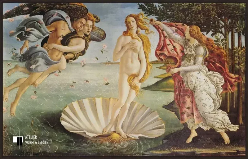 De geboorte van Venus - Sandro Botticelli - voorbeeld in baklijst Atelier zwart 10mm