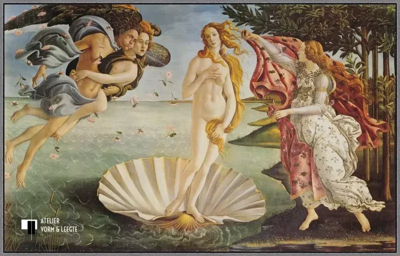 De geboorte van Venus - Sandro Botticelli - voorbeeld in baklijst Atelier zwart-zilver 10mm