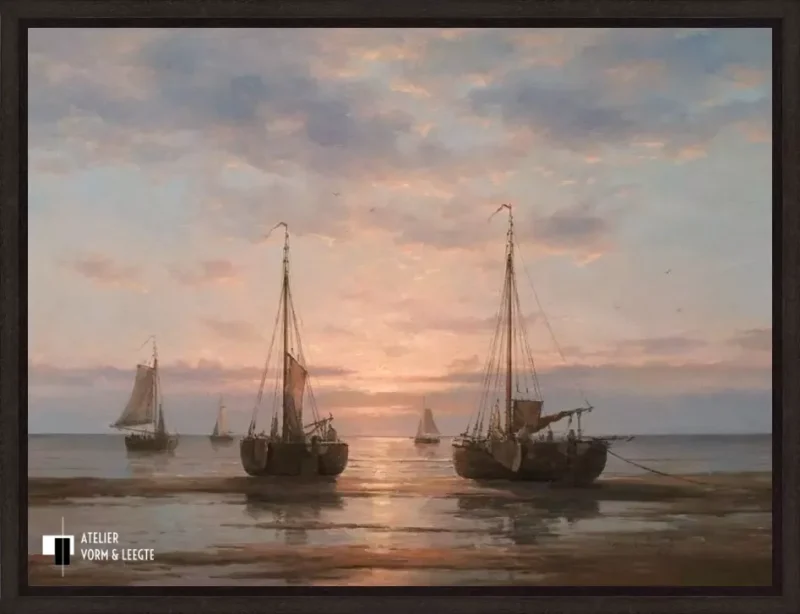 Schepen op het wad - Peter Sterkenburg - in baklijst Atelier zwart 10mm