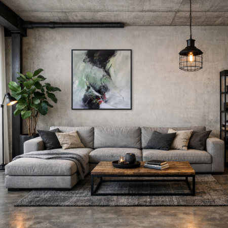 Blackpoint II van Christiane Middendorf aan de wand