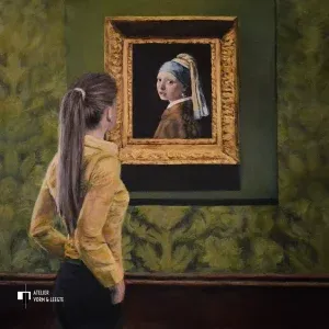 Watching Girl with the Pearl Earring - Escha van den Bogerd - artwerk op canvas