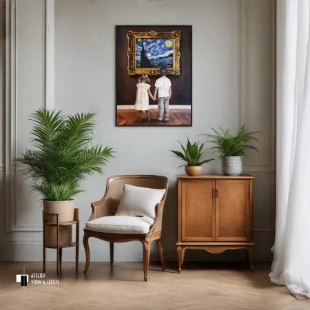 Watching van Gogh Starry Night II van Escha van den Bogerd aan de wand