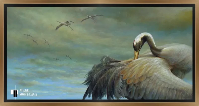 Kraanvogel - Erik van Ommen - in baklijst Bazo zwart-goud 8mm