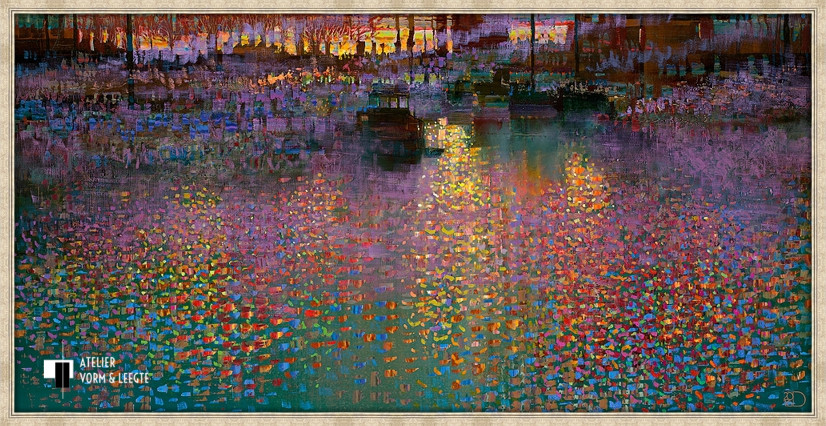November Sunset - Ton Dubbeldam - in sierlijst Chagall antiek zilver 20mm