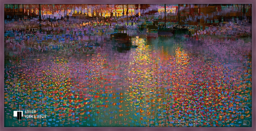 November Sunset - Ton Dubbeldam - in sierlijst Jadi purperviolet 18mm