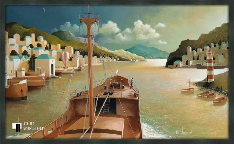 Augustusmaan - Michiel Schrijver - in sierlijst Landscape donkergrijs 21mm