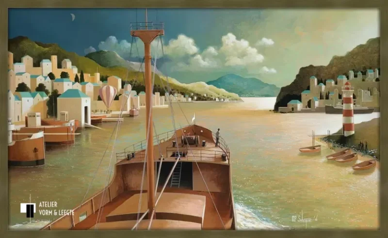 Augustusmaan - Michiel Schrijver - in sierlijst Landscape olijfgroen 21mm