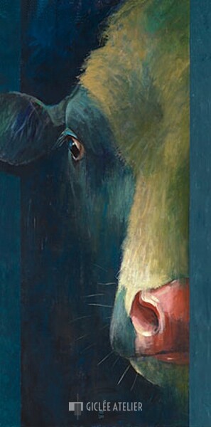 Koe in stal - Theo Onnes - gicleekunst