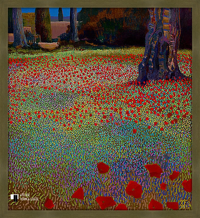 Le jardin de l'éternité - Ton Dubbeldam - in sierlijst Landscape olijfgroen 20mm