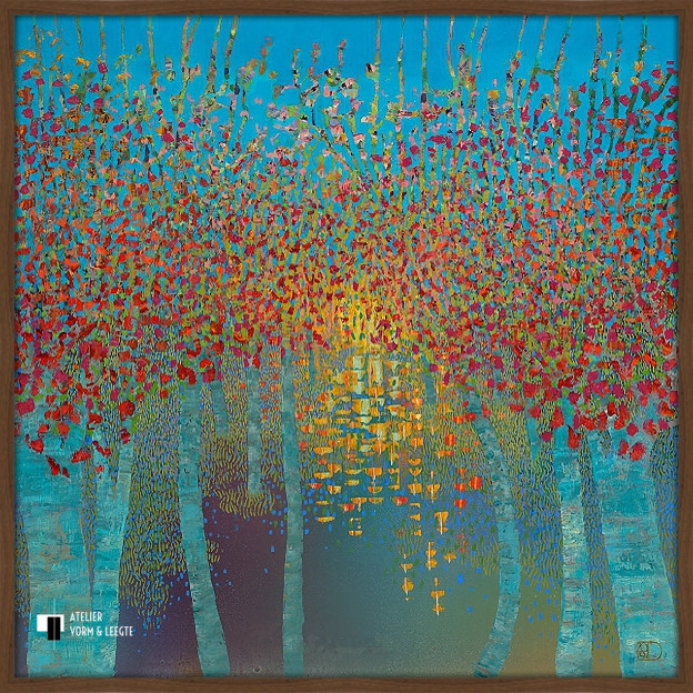 Sunset Reflection - Ton Dubbeldam - in sierlijst Hout Modern walnoot 15mm