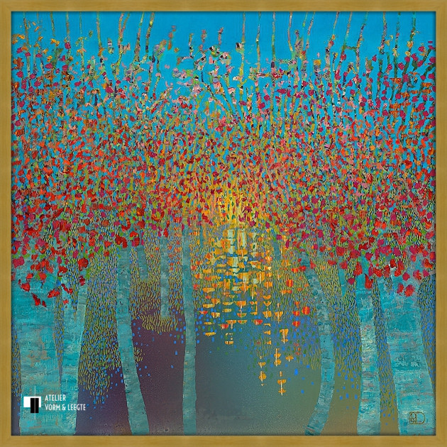 Sunset Reflection - Ton Dubbeldam - in sierlijst Landscape mosterdgeel 21mm