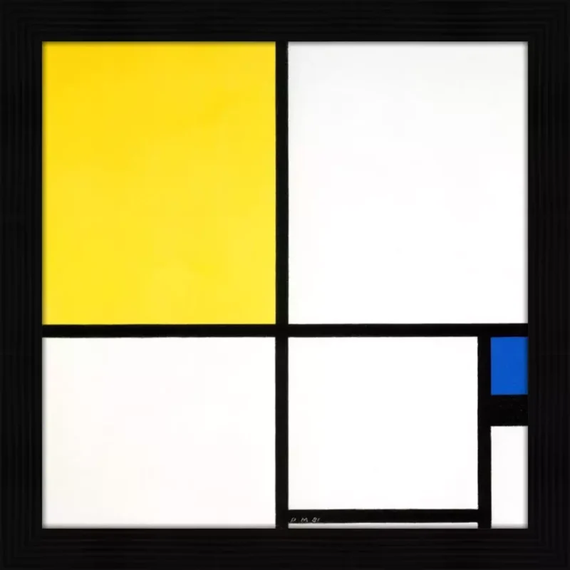 Geel en blauw compositie - Piet Mondriaan - in sierlijst Deco 82mm