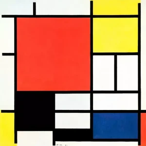 Compositie met wit, rood, geel en blauw - Piet Mondriaan - artwerk op canvas
