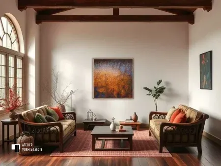 Waterspiegel met bomen van Henrie Vogel aan de wand