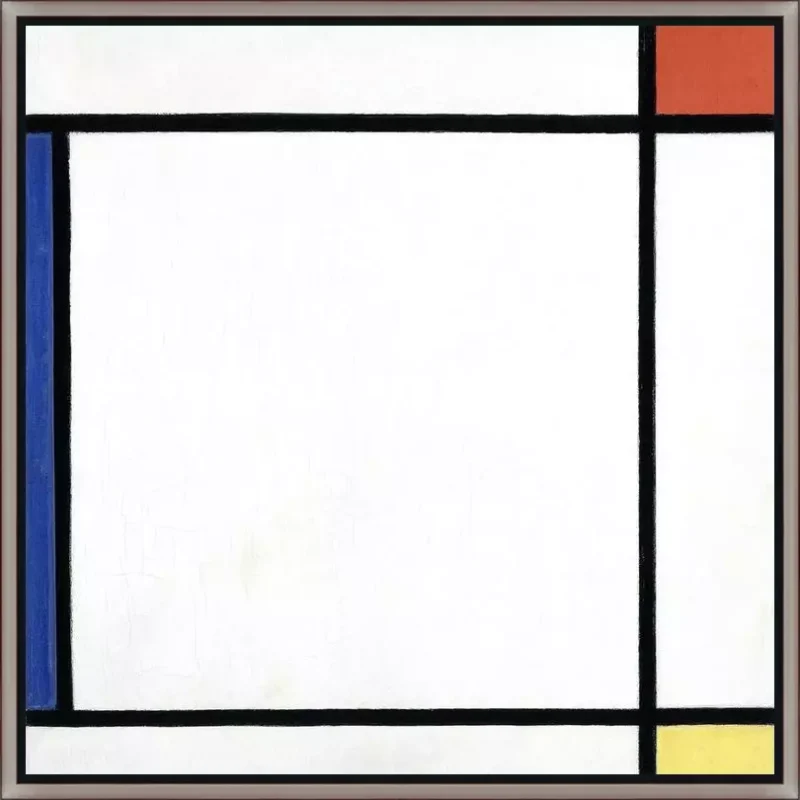 Compositie III met rood, geel en blauw - Piet Mondriaan - in baklijst Majory zwart-zilver 24mm