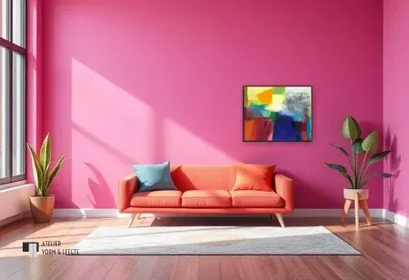 Kleurrijk Landschap van Heleen van der Tuin aan de wand
