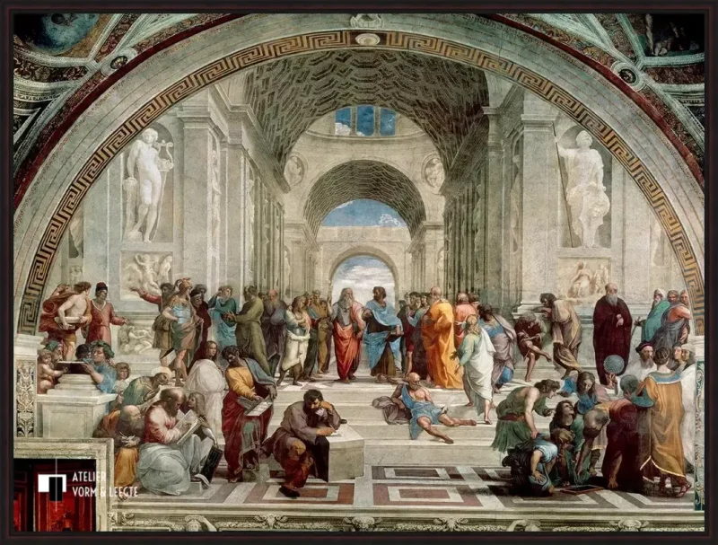 De school van Athene - Raphael - voorbeeld in baklijst Misto mahonie-zwart 10mm