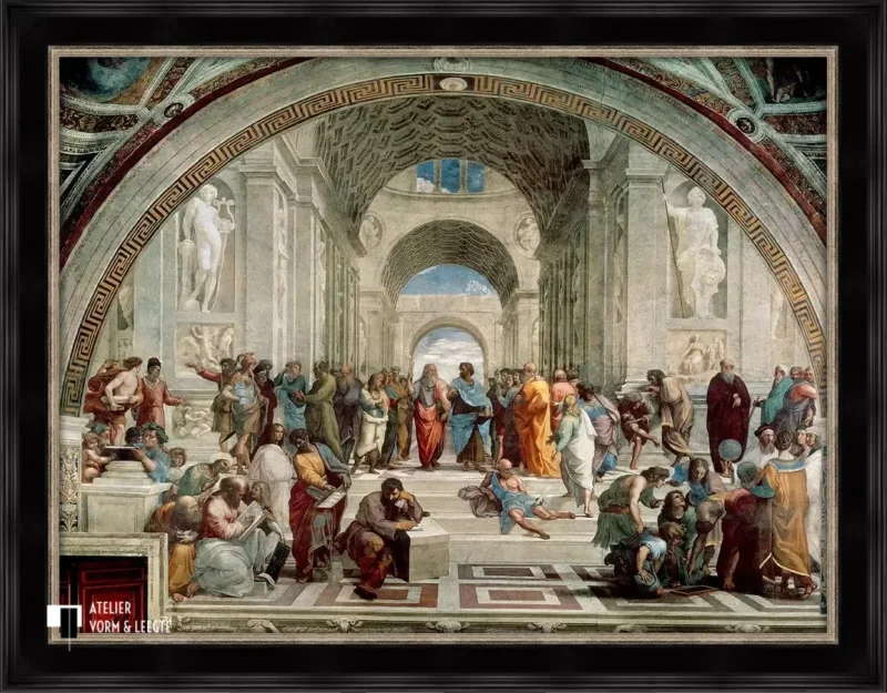 De school van Athene - Raphael - voorbeeld in sierlijst Chateau zwart-zilver 72mm