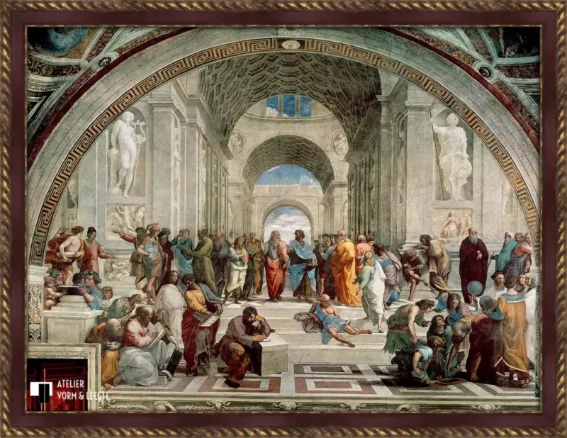 De school van Athene - Raphael - voorbeeld in sierlijst Excellence Lora rood-goud 50mm