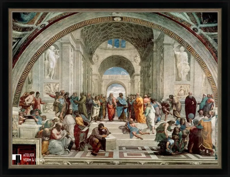De school van Athene - Raphael - voorbeeld in sierlijst Luxor zwart-zilver 56mm