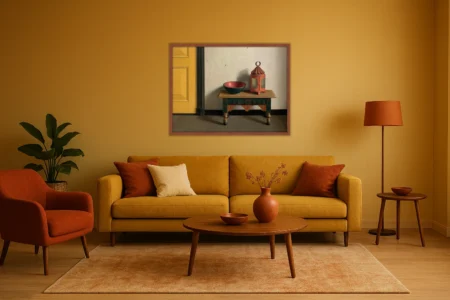 De keuken van de Weem in Westeremden van Henk Helmantel aan de wand