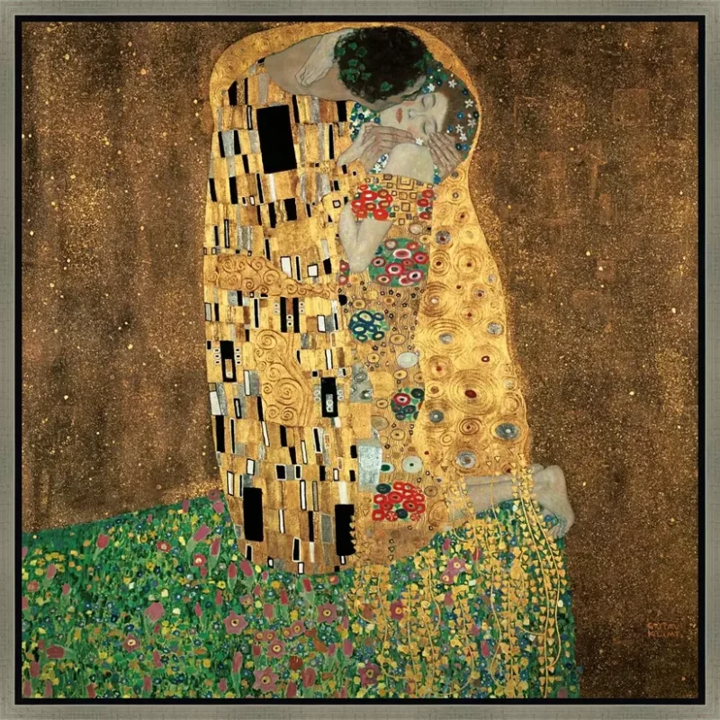 De Kus - Gustav Klimt - in baklijst Impact zwart-zilver 16mm