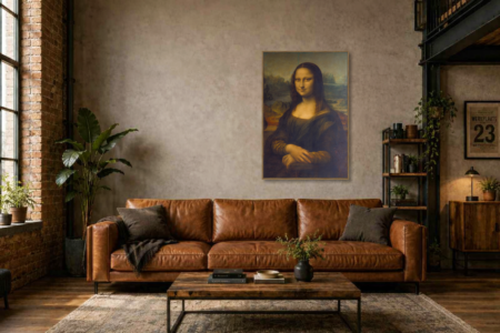 Mona Lisa van Leonardo da Vinci aan de wand