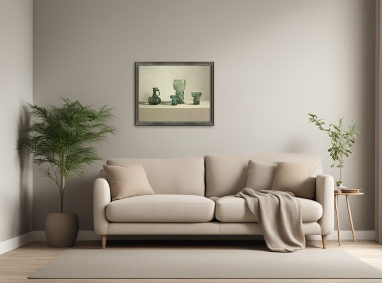 Glas uit de collectie Vecht van Henk Helmantel aan de wand