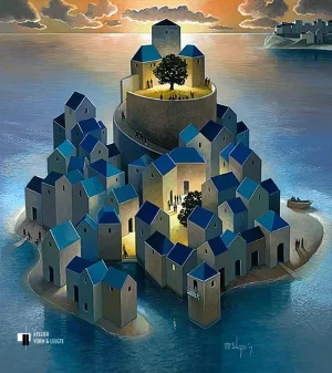 Langzaam stroomt de avond binnen - Michiel Schrijver - giclee op canvas