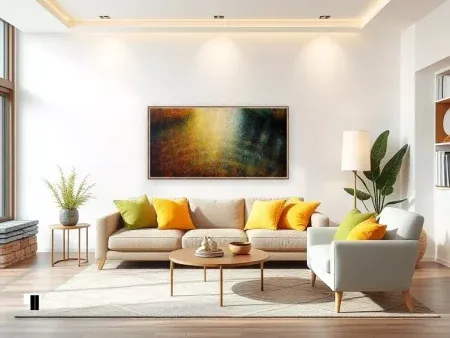 Waterspiegel van Henrie Vogel aan de wand in woonkamer