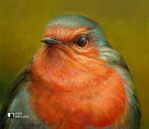 Portret van een roodborst - Erik van Ommen - giclee op fine art paper