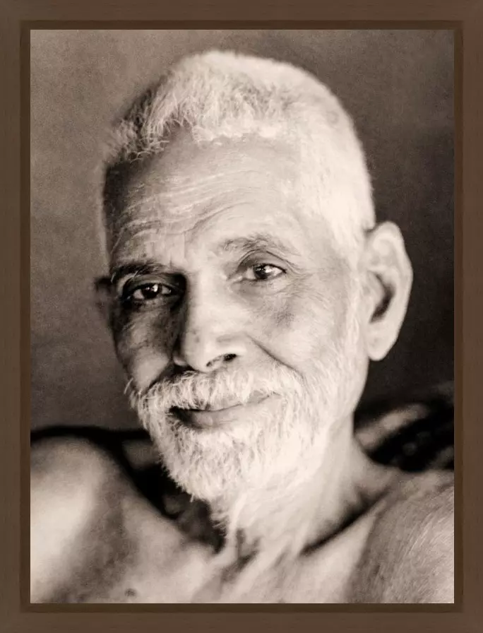 Ramana Maharshi - Introspection sepia in baklijst Big John 18mm handgekleurd