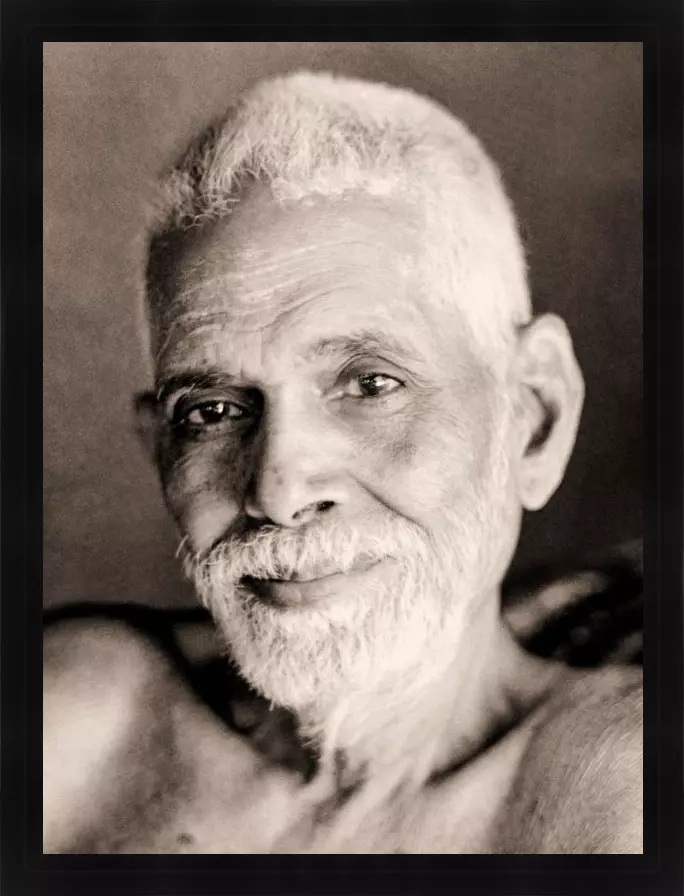 Ramana Maharshi - Introspection sepia in baklijst Big John zwart 18mm
