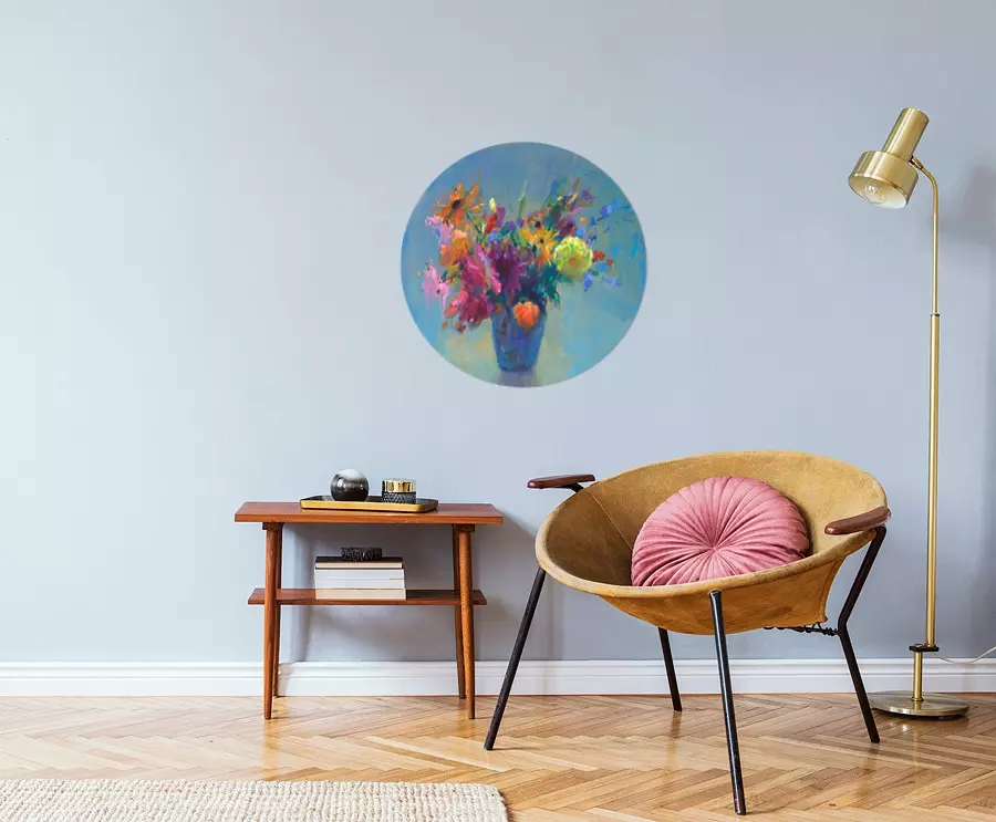 Groot Boeket - Art Circle van Dinie Boogaart aan de wand