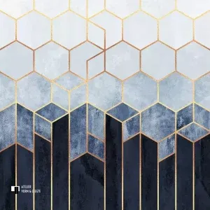 Soft Blue Hexagons - Elisabeth Fredriksson - artwerk op canvas