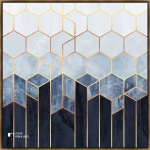 Soft Blue Hexagons - Elisabeth Fredriksson - in baklijst Bazo Luze zwart-goud 8mm