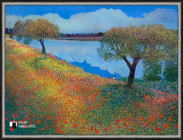 Down by the river - Ton Dubbeldam - in sierlijst Vienna zwart-zilver 20mm