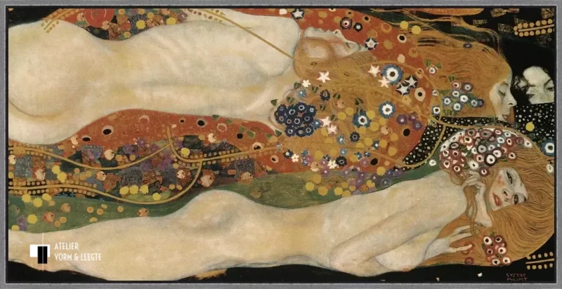 Waterslangen II - Gustav Klimt - in baklijst Atelier zwart-zilver 10mm