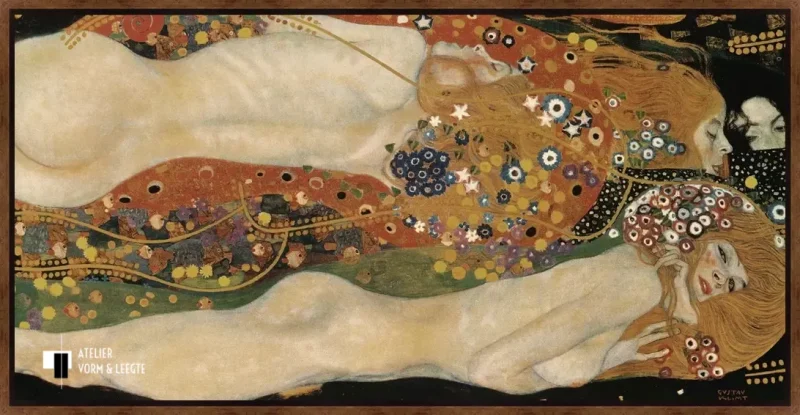 Waterslangen II - Gustav Klimt - in baklijst Bazo Luxe palissander-goud 9mm