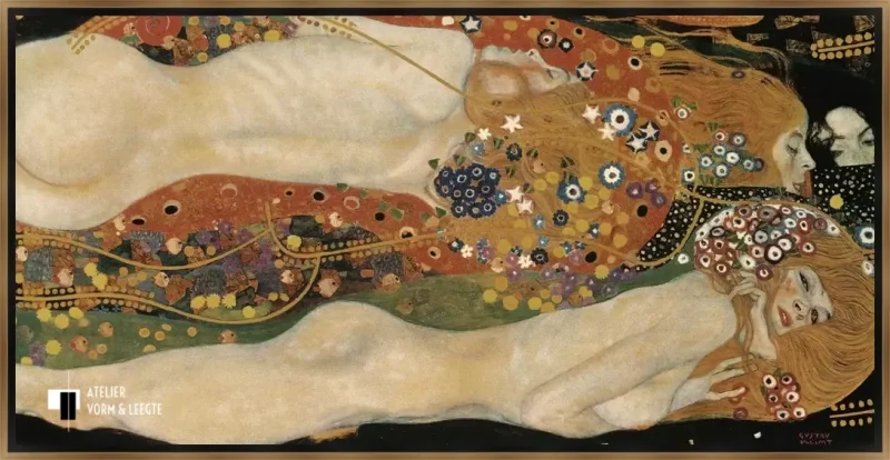 Waterslangen II - Gustav Klimt - in baklijst Bazo Luxe zwart-goud 9mm