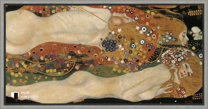Waterslangen II - Gustav Klimt - in baklijst Shape zwart-zilver 18mm
