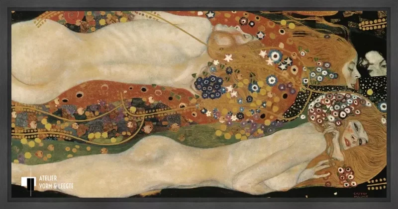 Waterslangen II - Gustav Klimt - in baklijst Steps antracietgrijs 20mm