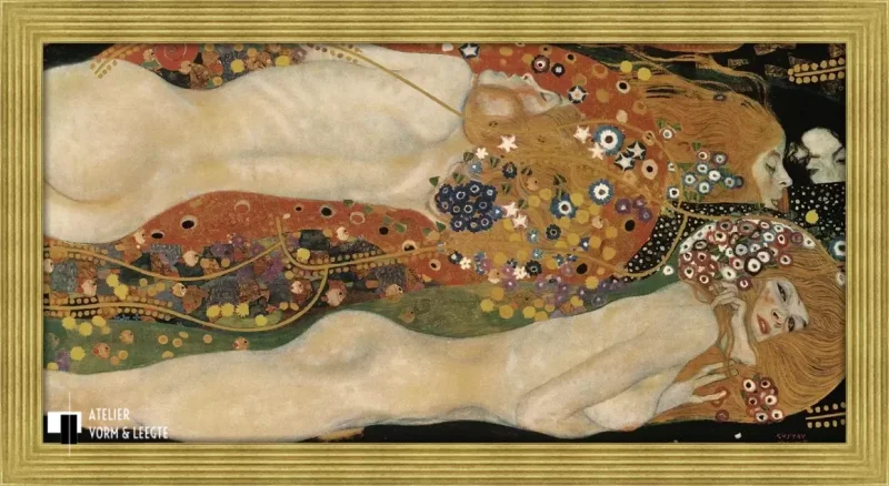 Waterslangen II - Gustav Klimt - in sierlijst Deco goud 53mm