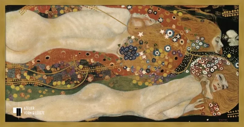 Waterslangen II - Gustav Klimt - in sierlijst Landscape mosterdgeel 21mm