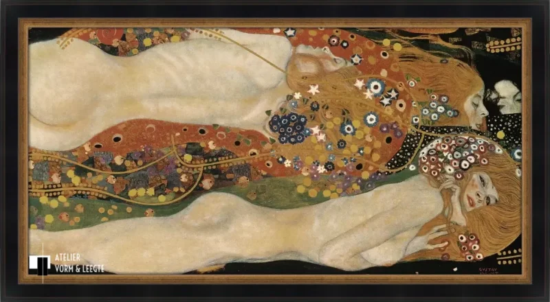 Waterslangen II - Gustav Klimt - in sierlijst Luxor zwart-goud 56mm