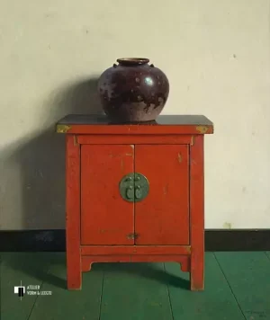 Chinese pot op rode Chinese kast - Henk Helmantel - giclee op fine art paper