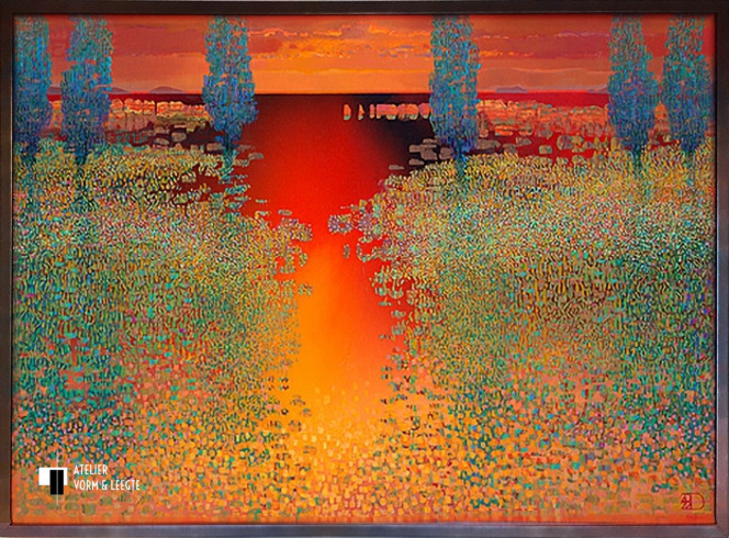 Mystic Garden - Ton Dubbeldam - in sierlijst Elementi donker metaal 20mm