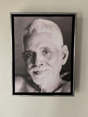 Introspection in sepia - Ramana Maharshi - 30x40 - in baklijst Roma zwart-zilver hoog